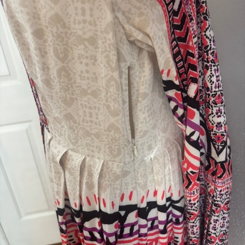 Free People Tegan Boarder Print Mini Dress Size 6 Ivory Pink Black